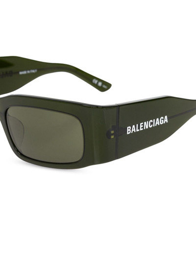 BALENCIAGA logo-print rectangle-frame sunglasses outlook