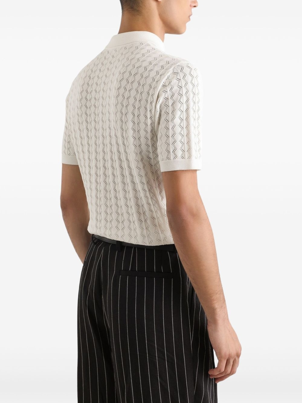 openwork cotton polo shirt - 4
