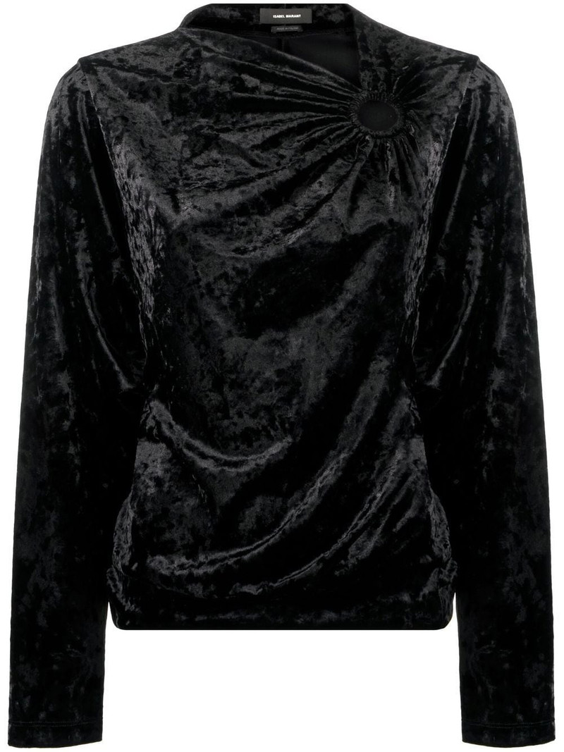 crushed-velvet long-sleeve top 1