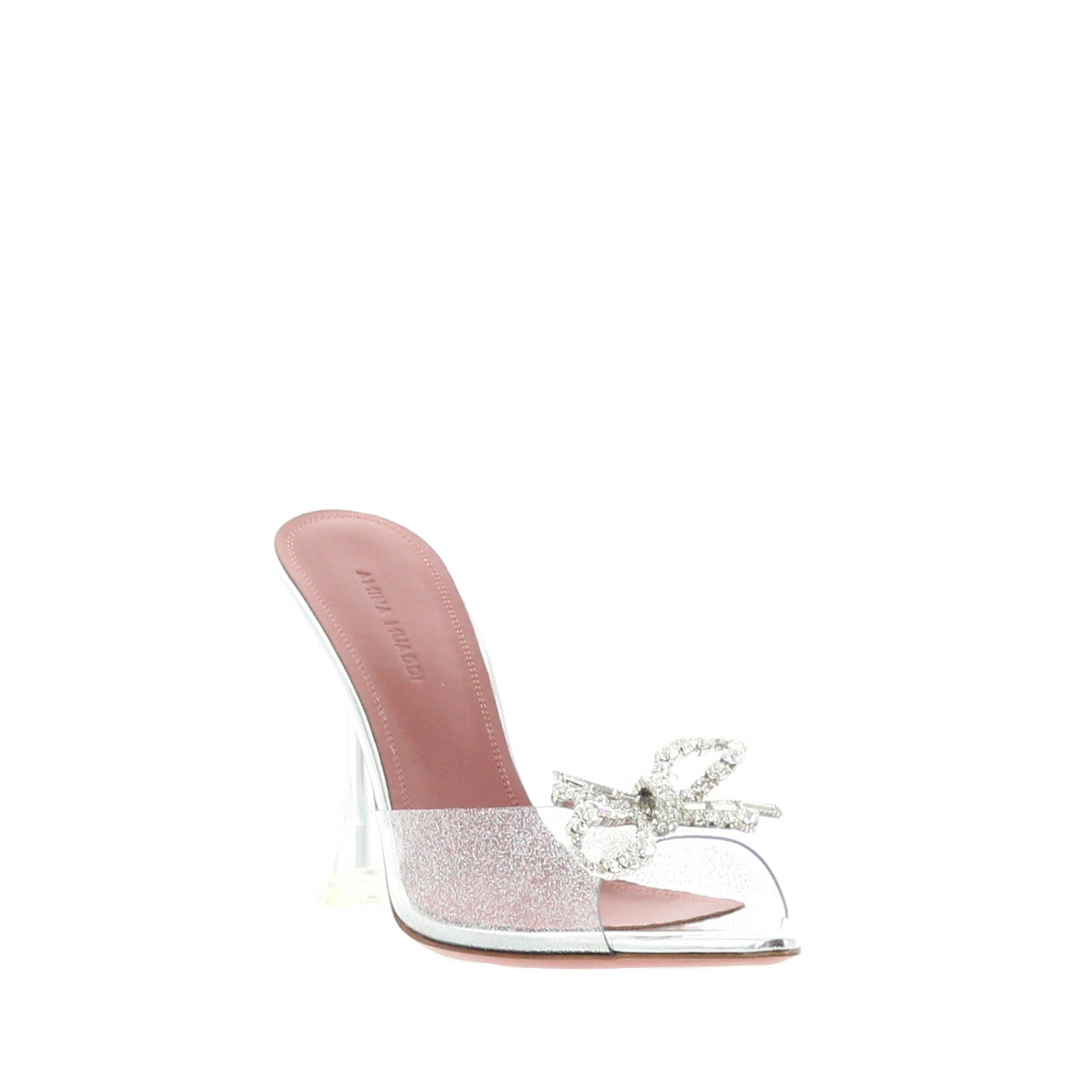 Amina Muaddi – Rosie Glass Slipper Glitter Silver - 2