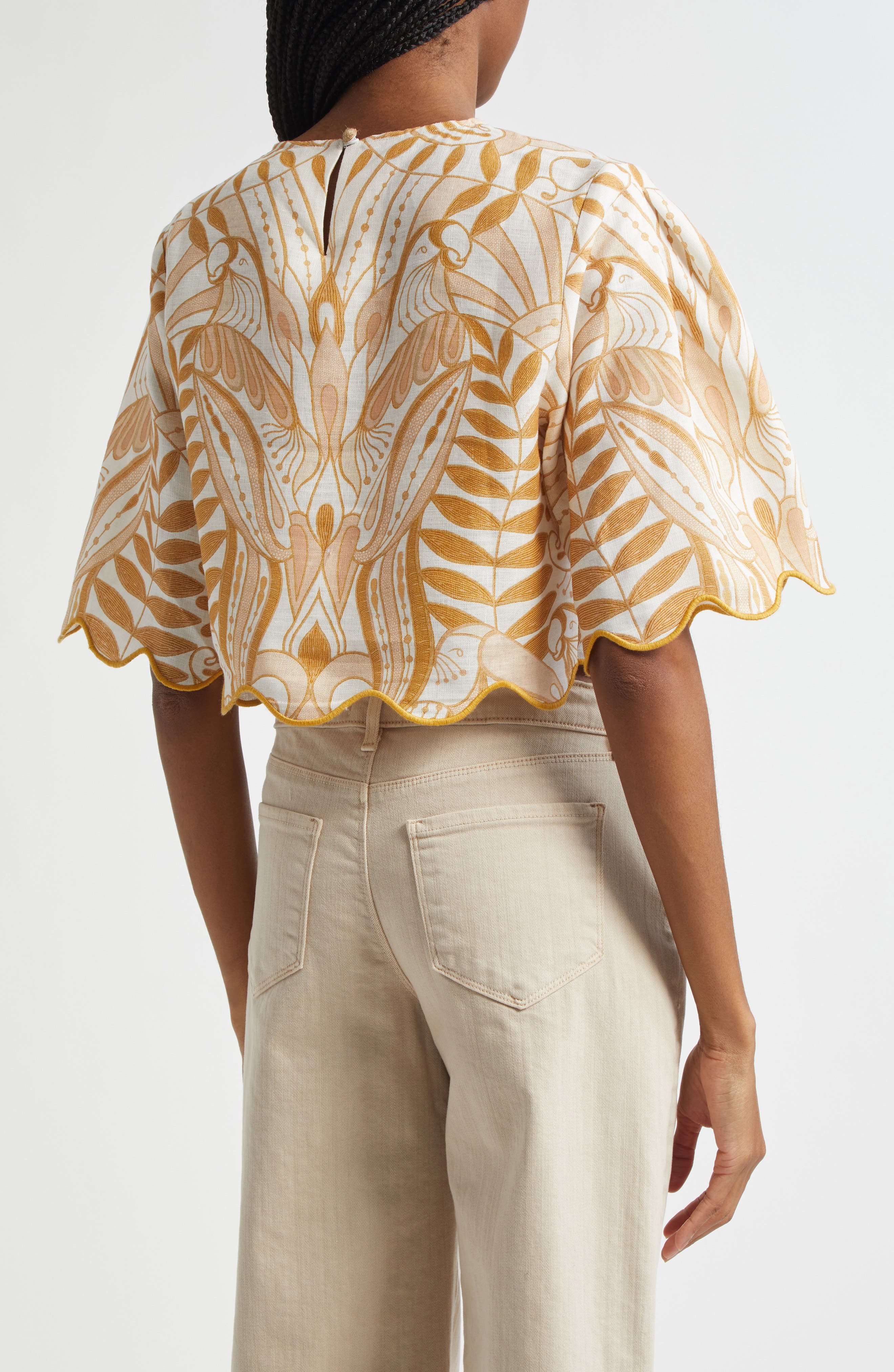 FARM Rio Lace Nature Linen Top in Off-White at Nordstrom - 2