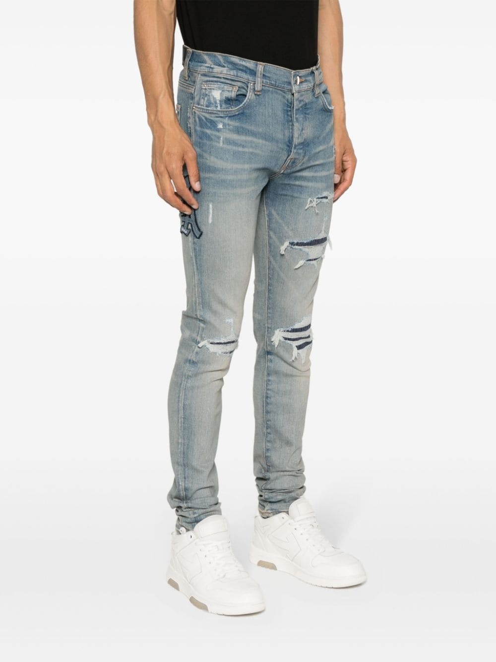 logo-patch ripped skinny jeans - 3