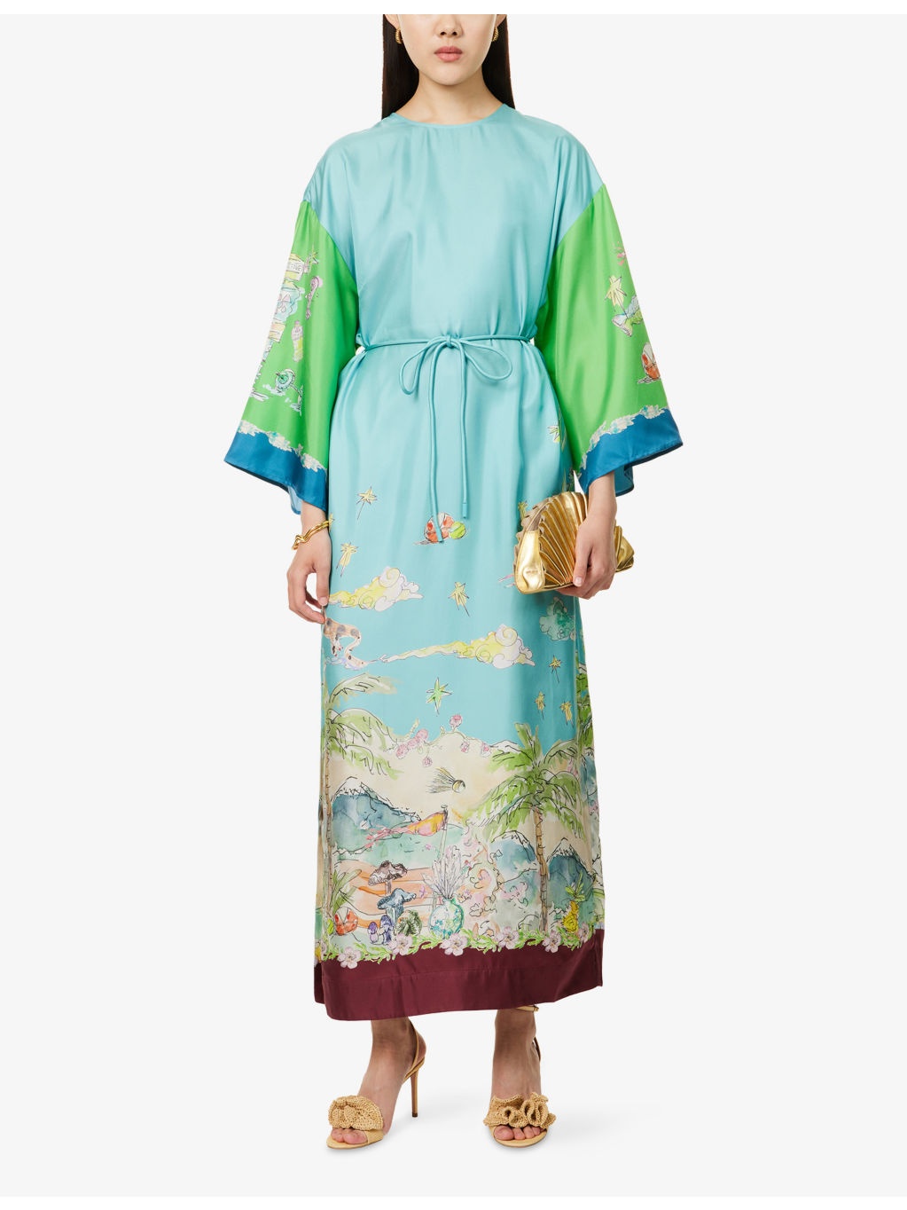 Daria Graphic-Print Silk Midi Dress - 2