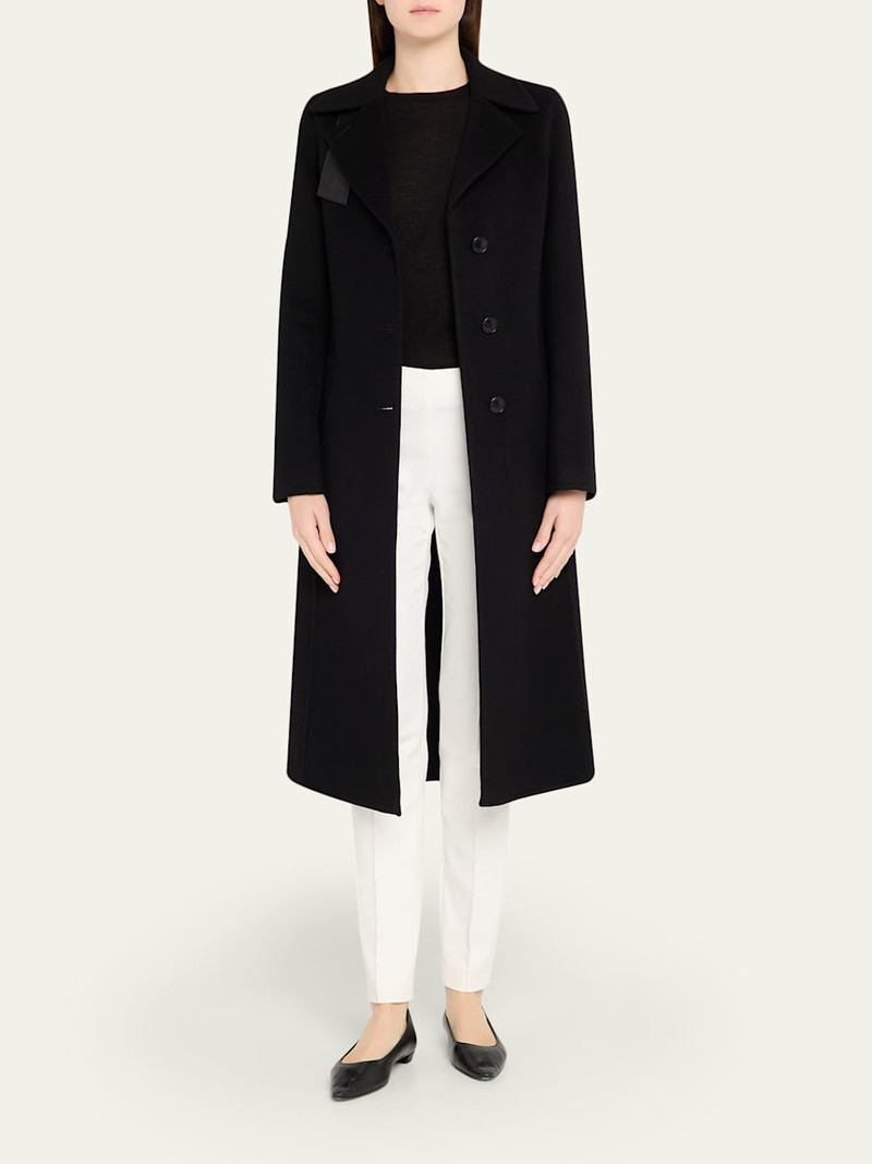 AKRIS Leather Collar Cashmere Coat outlook