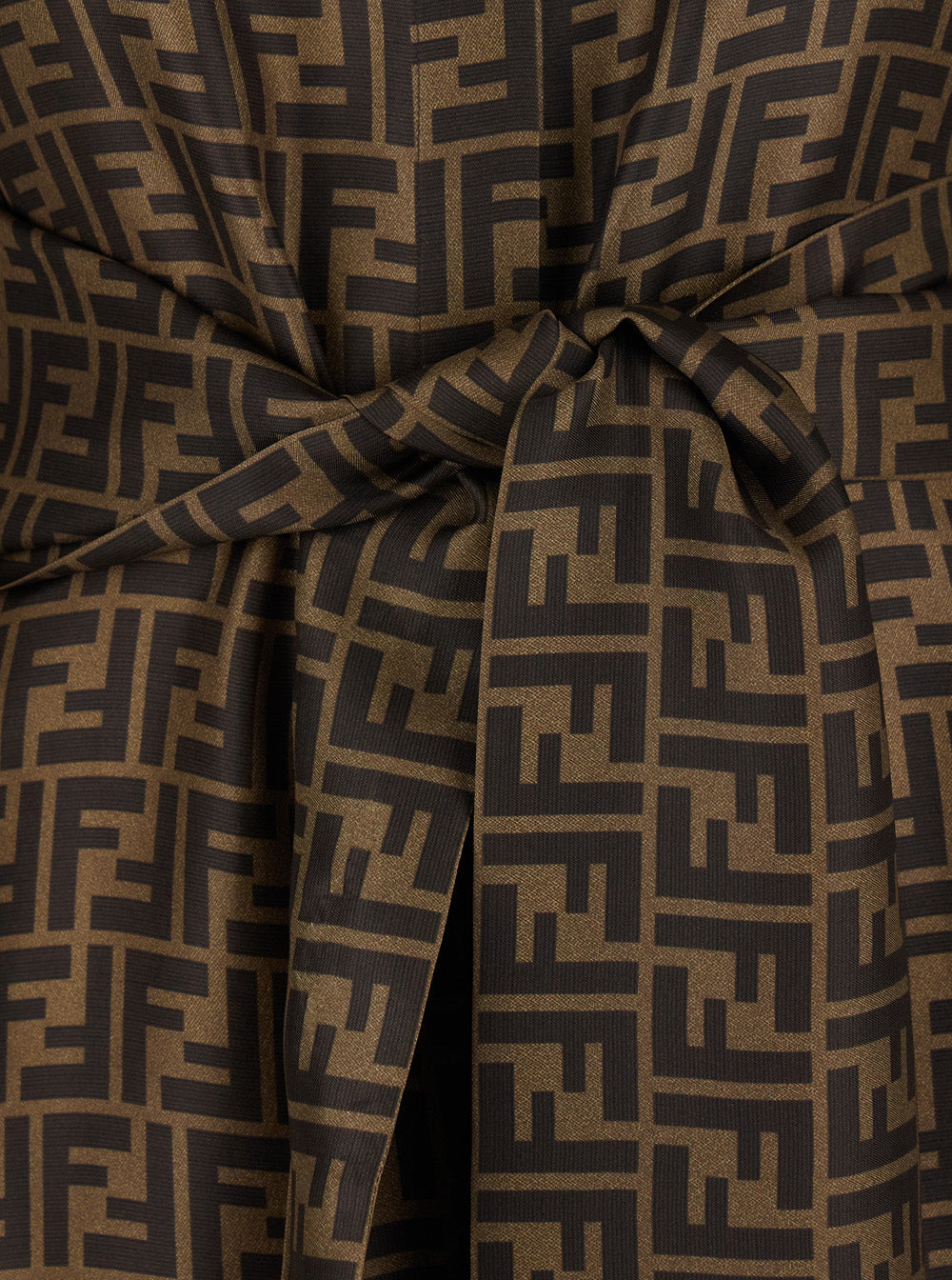 Fendi Women Brown Shirt Dress With Monogram Logo Print All-Over In Silk Woman - 3