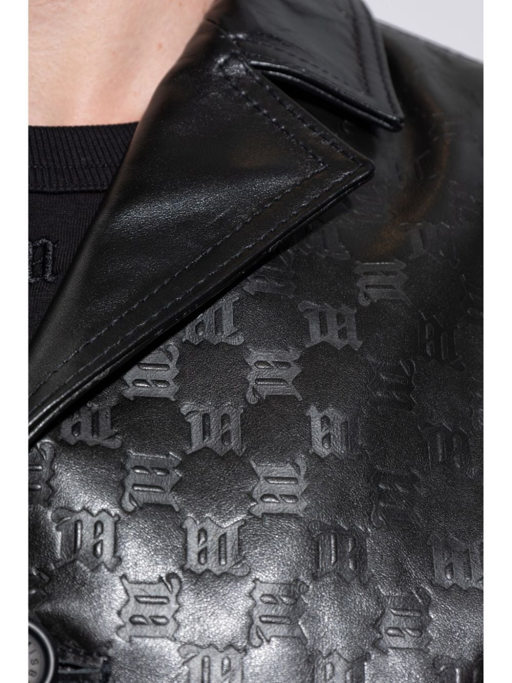 debossed monogram leather jacket - 5
