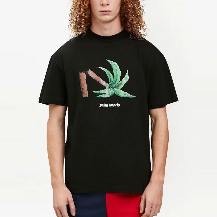 Palm Angels SS22 Broken Palm Classic T-Shirt 'Black Green' PMAA001S22JER0221055 - 3