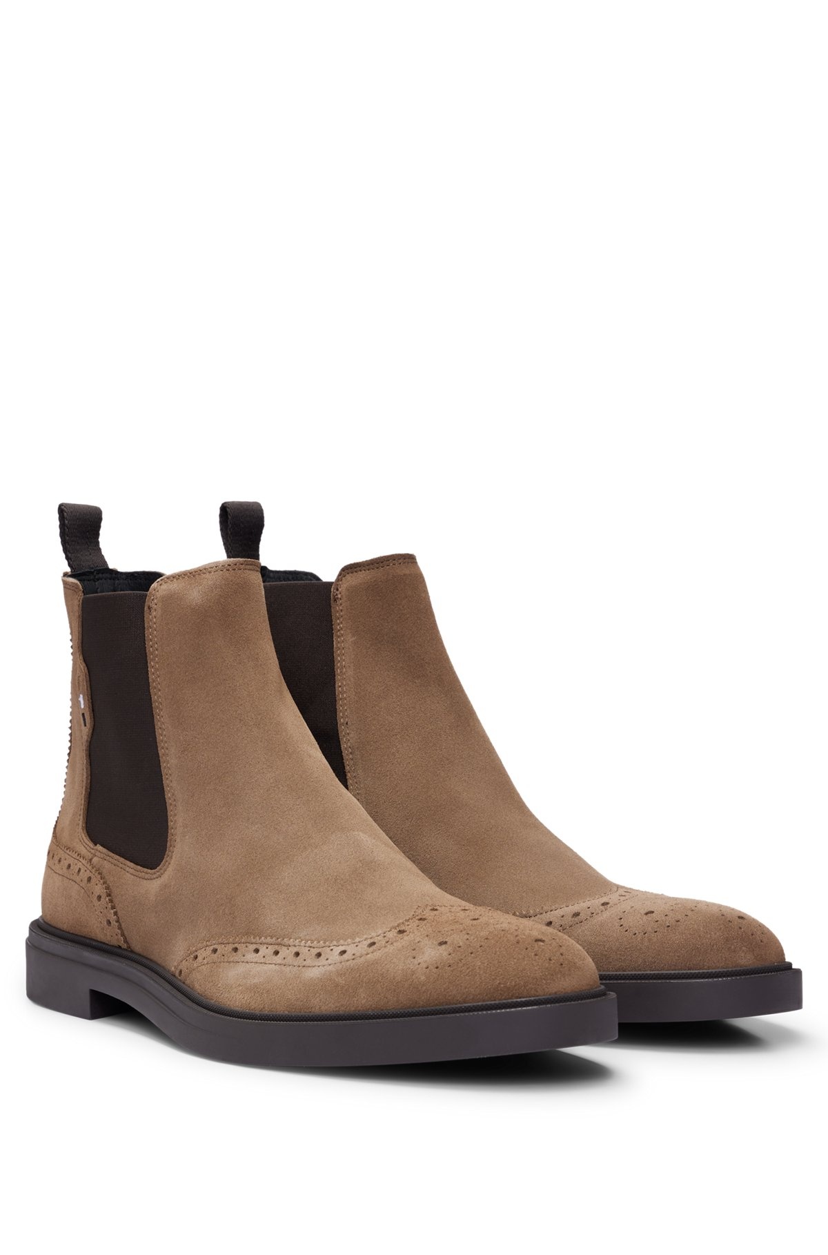 SUEDE CHELSEA BOOTS WITH BROGUE DETAILS - 2