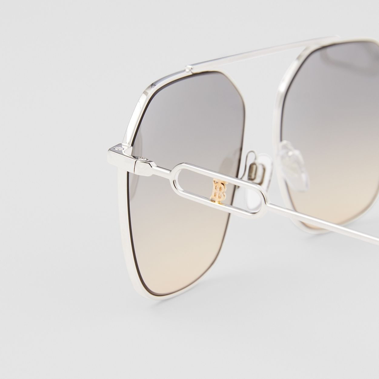 Chain-link Detail Geometric Frame Sunglasses - 2