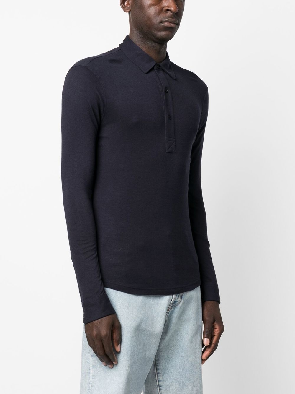 button-front long-sleeved polo shirt - 3