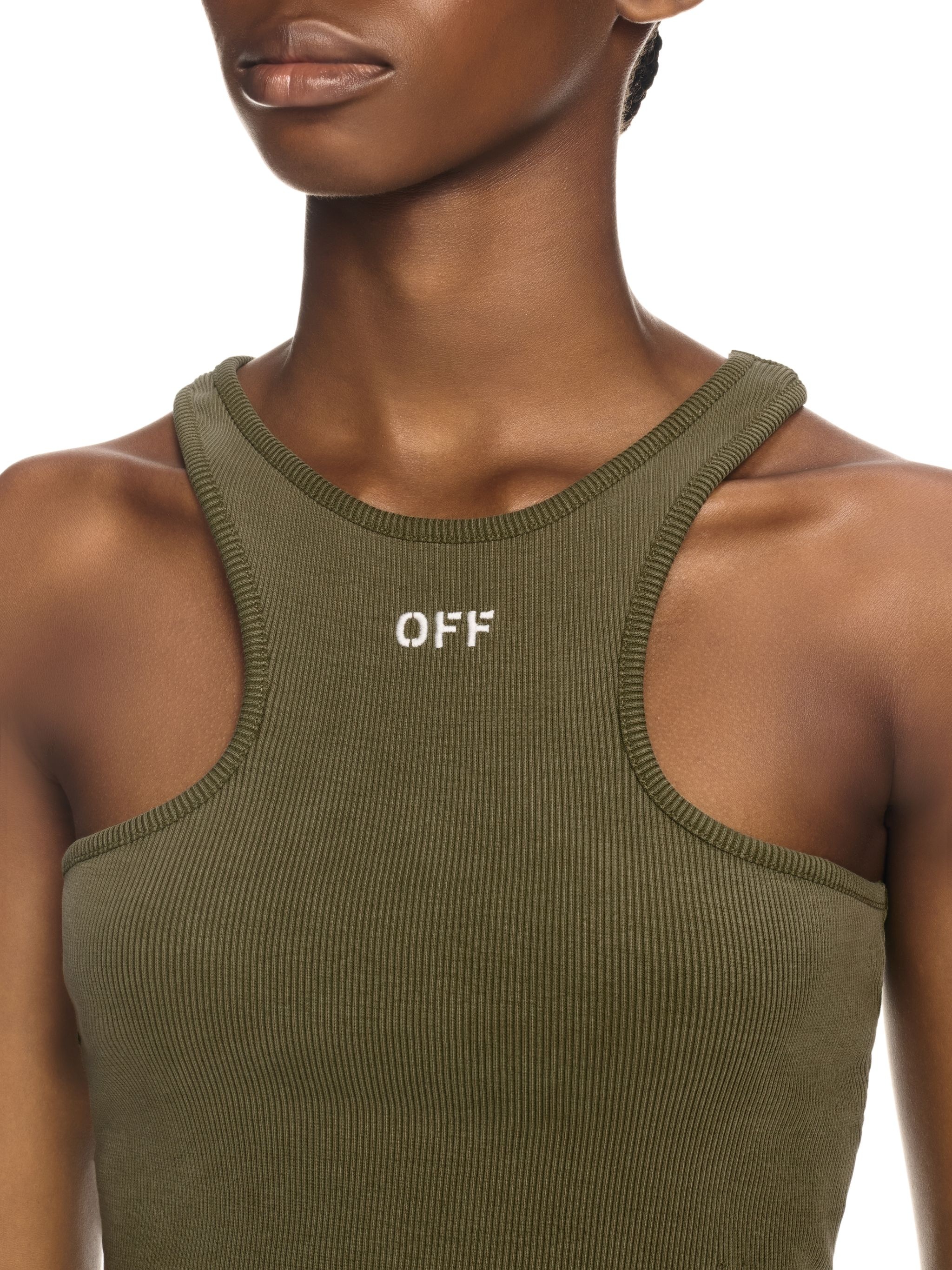 Green Stamp Ribbed Rowing Top - 5