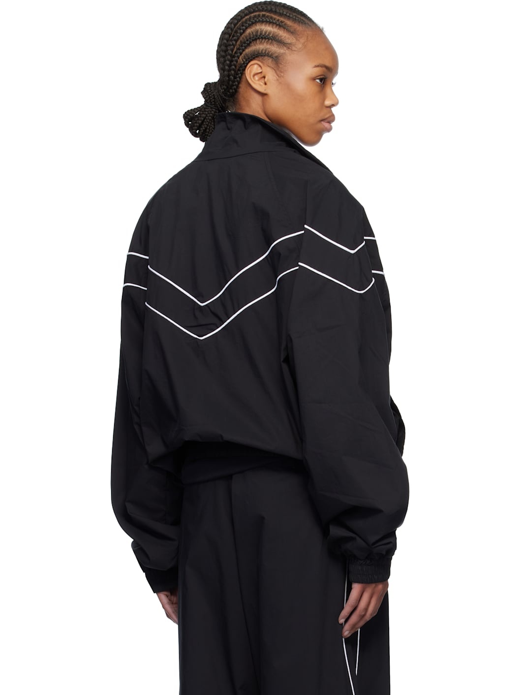 Black Piping Raglan Track Jacket - 3