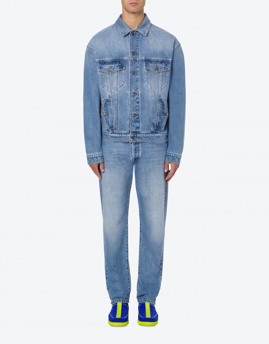 MOSCHINO SMILEY® EMBROIDERY BLUE DENIM JACKET - 3