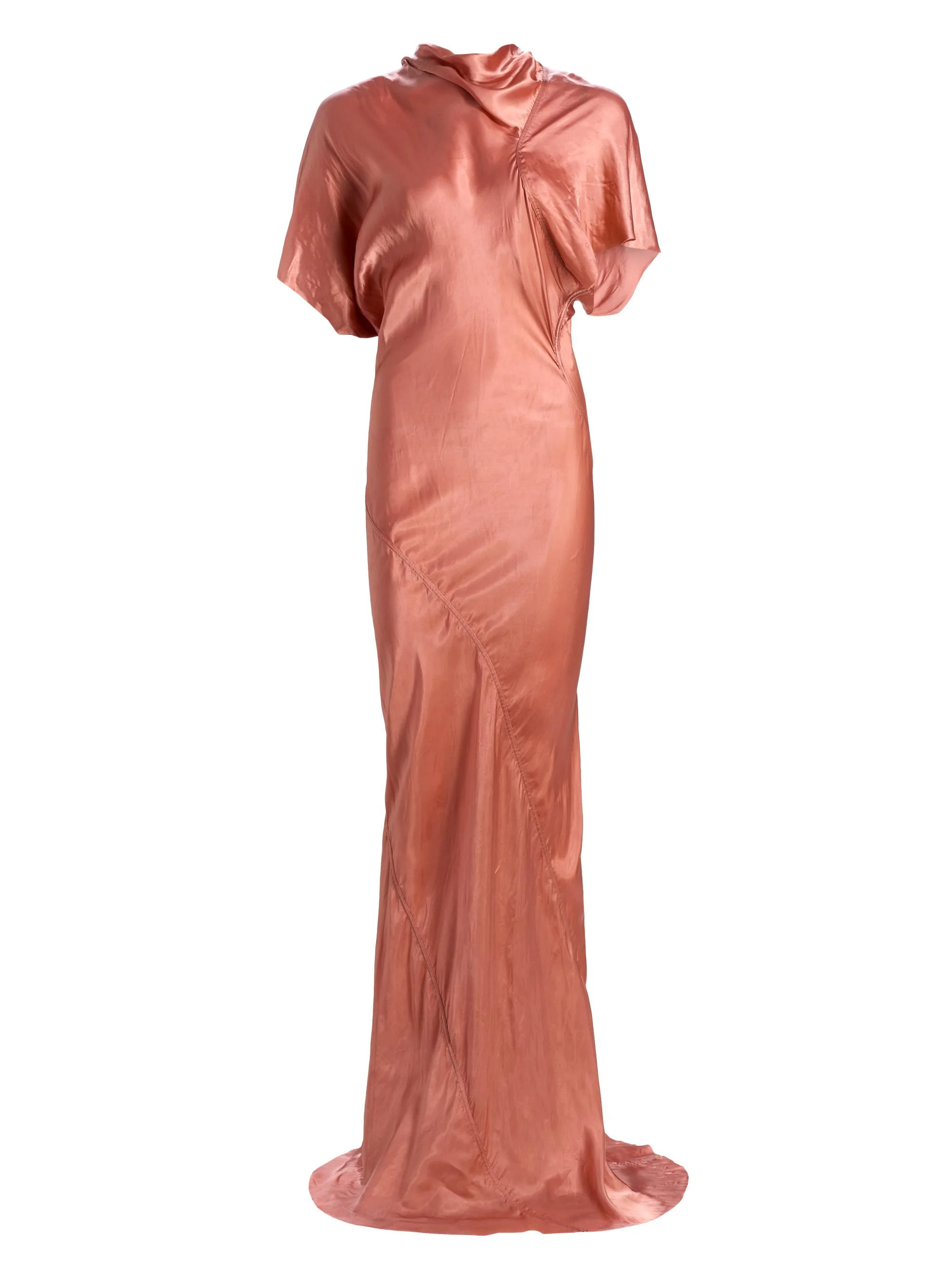 Women's Temple Seb Satin Draped Gown - Coral - 1
