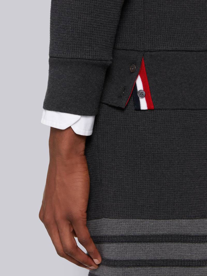 Charcoal Compact Waffle 4-Bar Crew Neck Sweatshirt 6