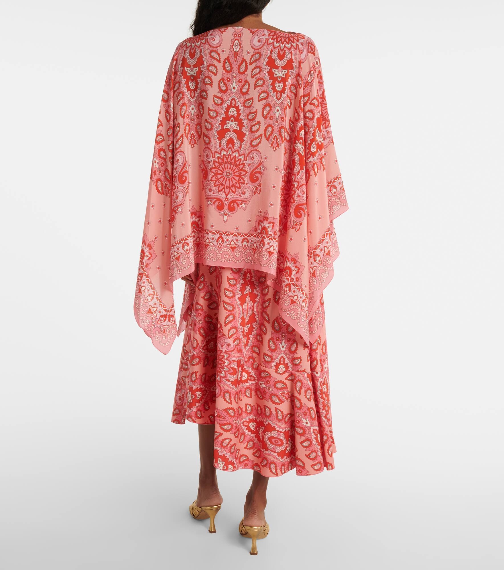 Printed silk poncho - 3
