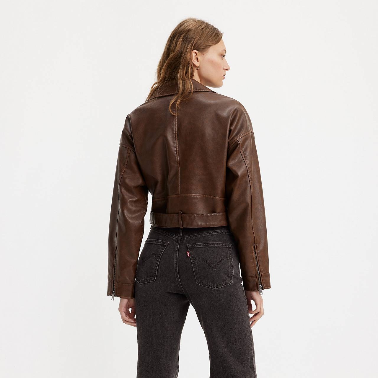 BELTED CROP MOTO JACKET - 2