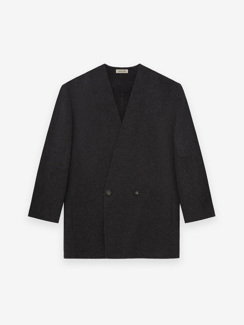 Wool Cashmere Relaxed Lapelless Blazer 1