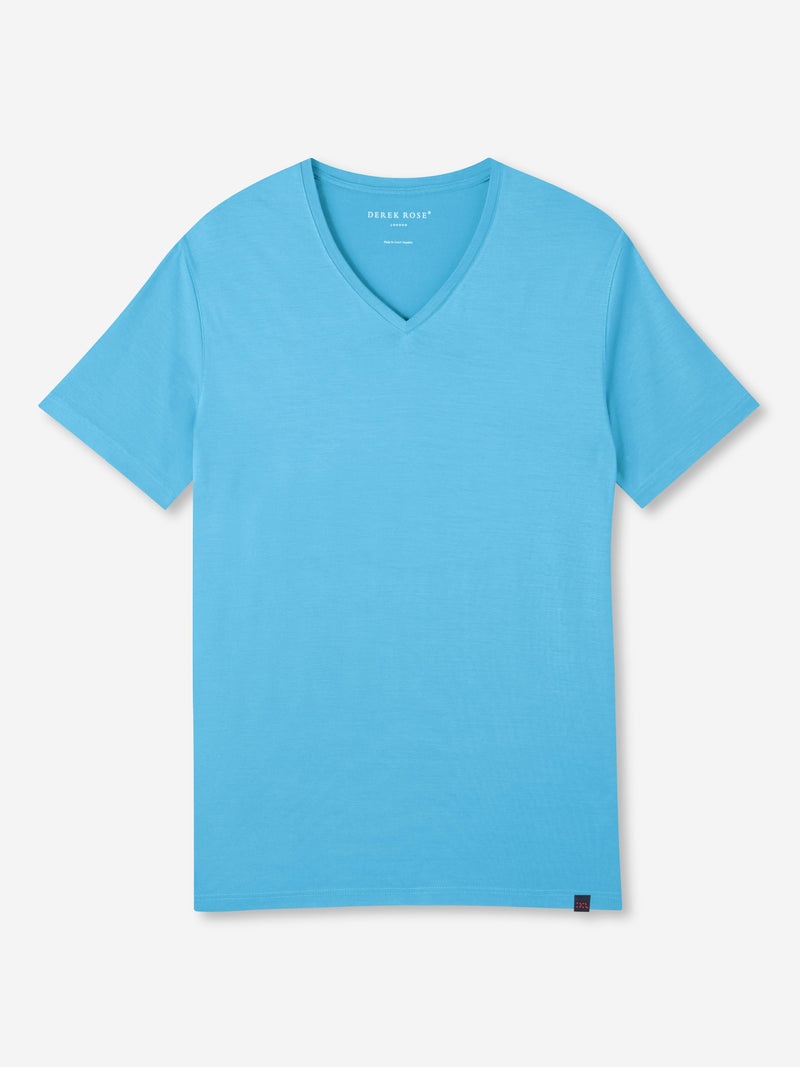 Men's V-Neck T-Shirt Basel Micro Modal Stretch Harbour Blue - 1
