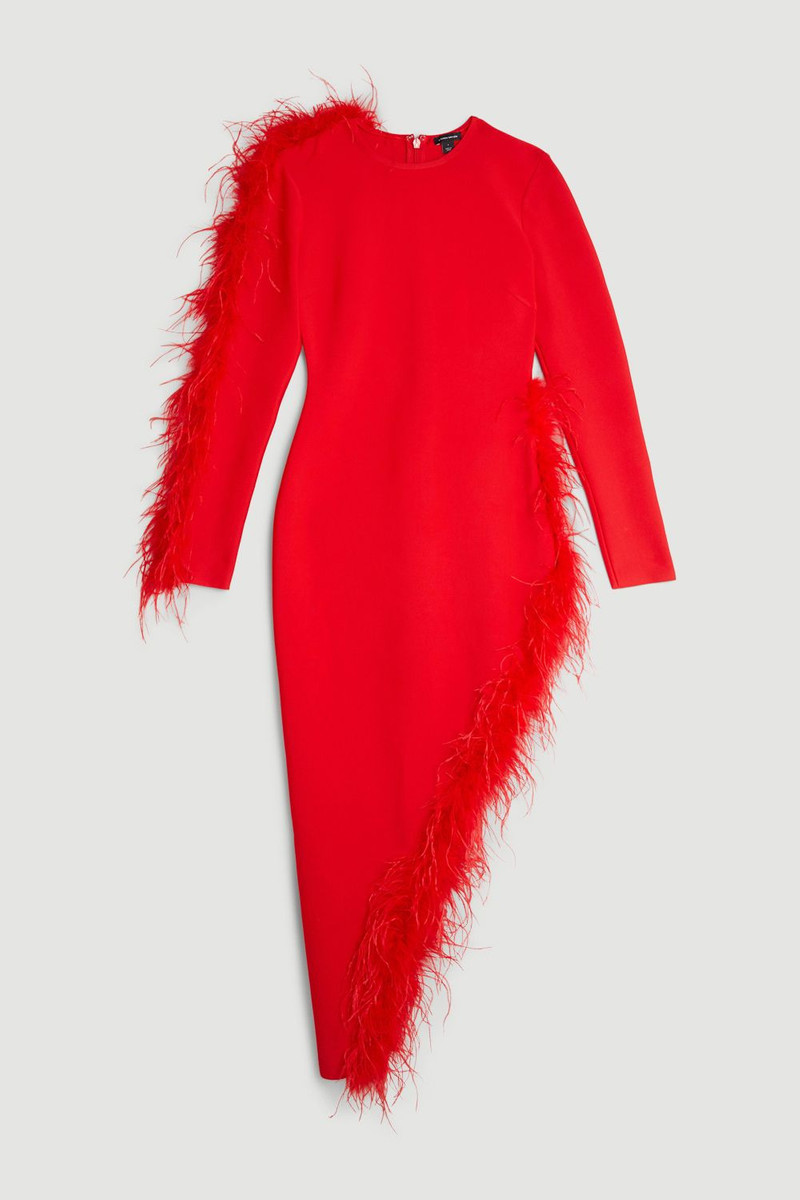 Plus Size Figure Form Bandage Knit Split Feather Hem Maxi Dress 4