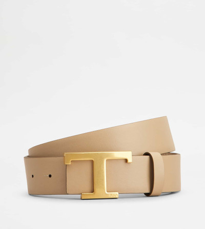 Tod's T TIMELESS REVERSIBLE BELT IN LEATHER - BEIGE outlook