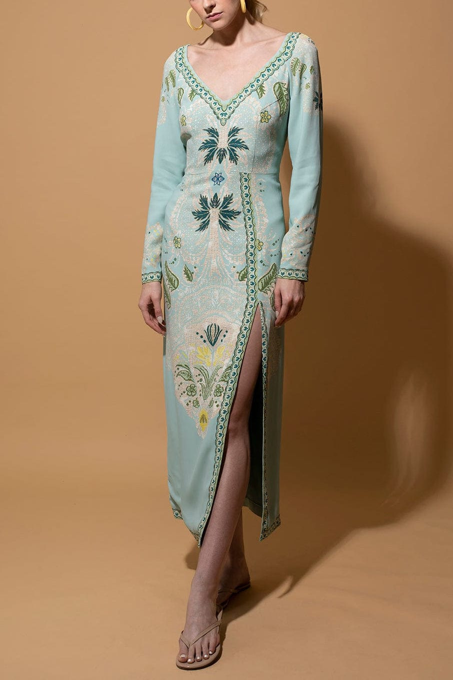 Abito Long Sleeve Dress With Slit - 2