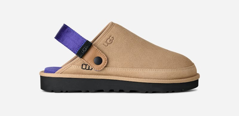 ® Men's Goldencoast Clog II Suede Shoes in Sand/Regal Blue 1