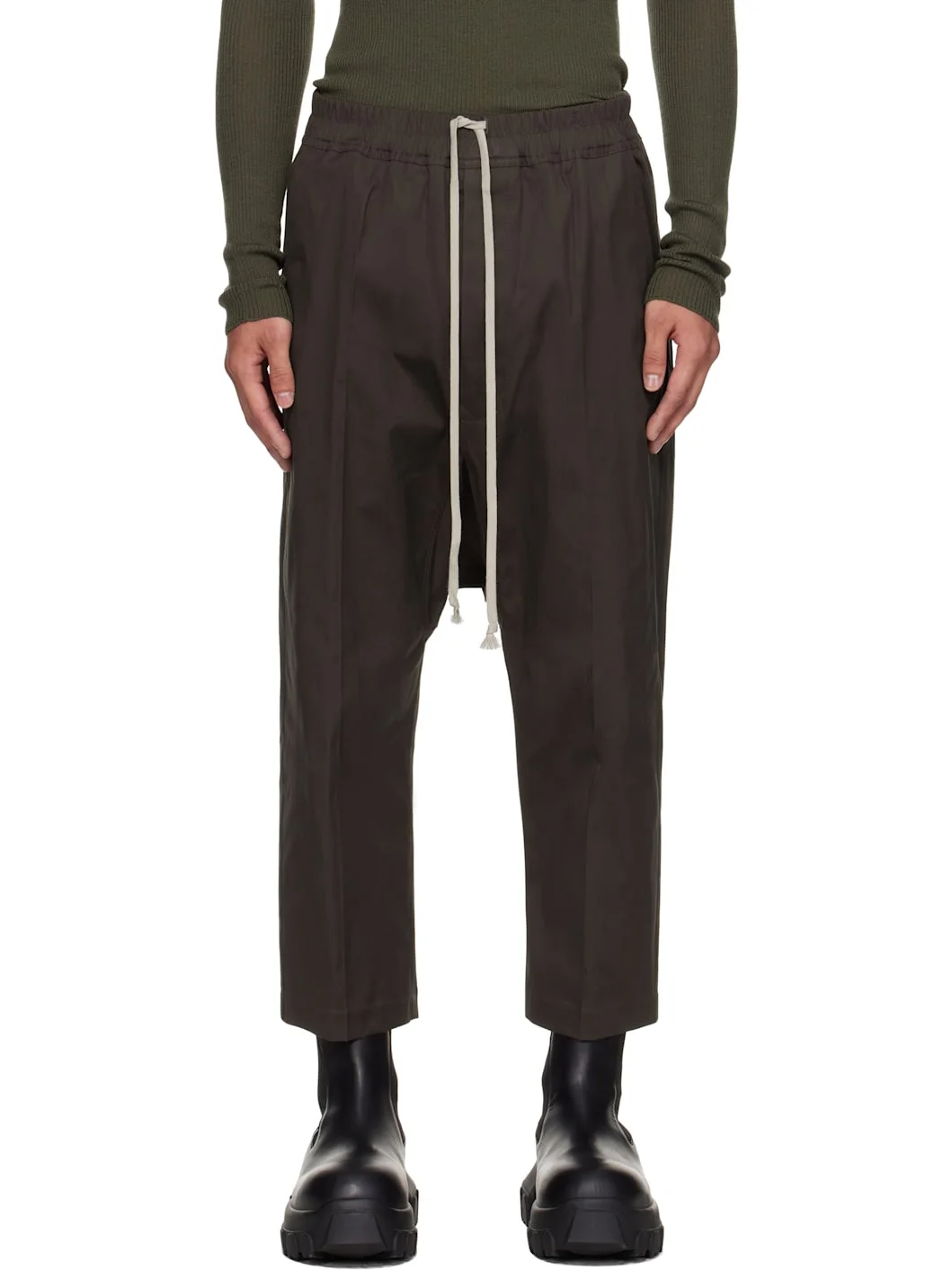 Gray Concordians Drawstring Cropped Trousers - 1