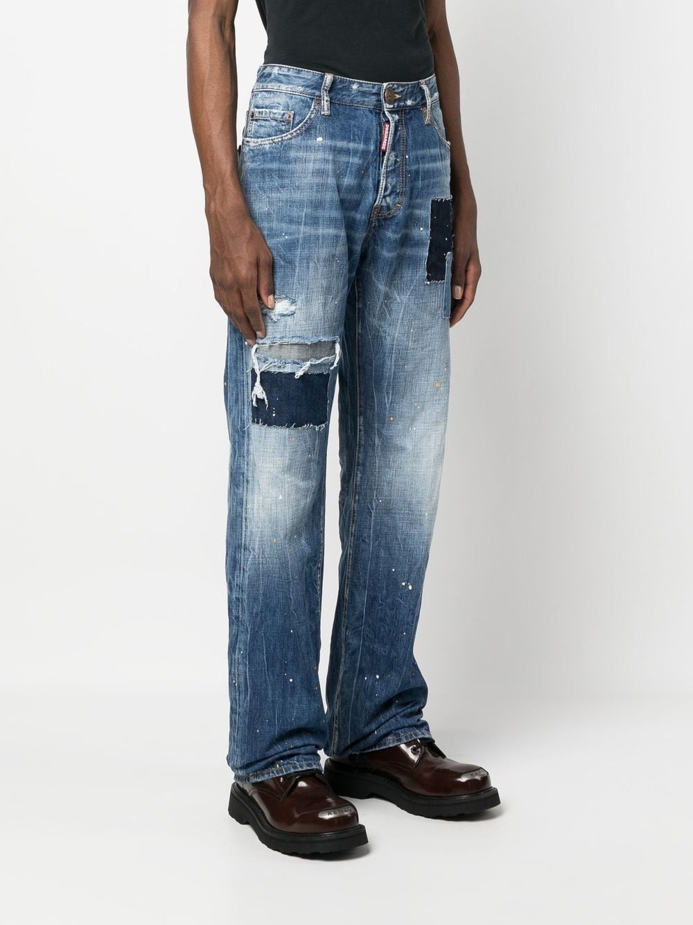 distressed-effect patchwork jeans - 3