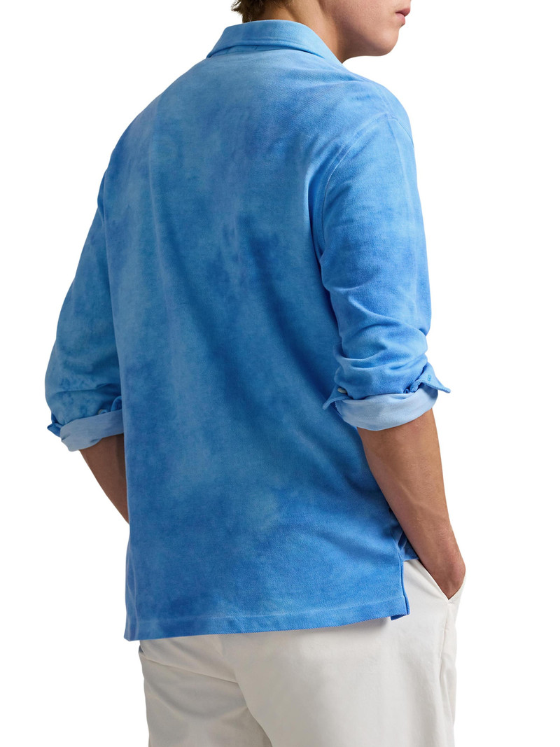 Men's Garment-Dyed Mesh Polo Shirt - Sky Blue 4