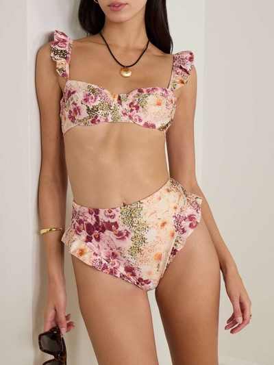 Agua by Agua Bendita Kiwi Florecer ruffled floral-print recycled underwired bikini top outlook