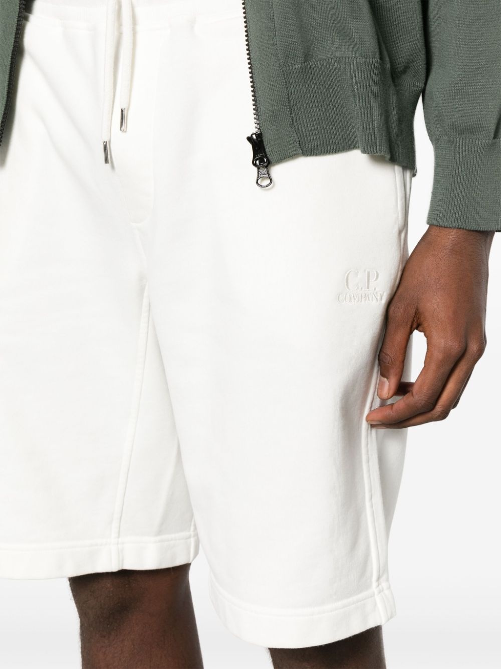 logo-embroidered cotton track shorts - 5