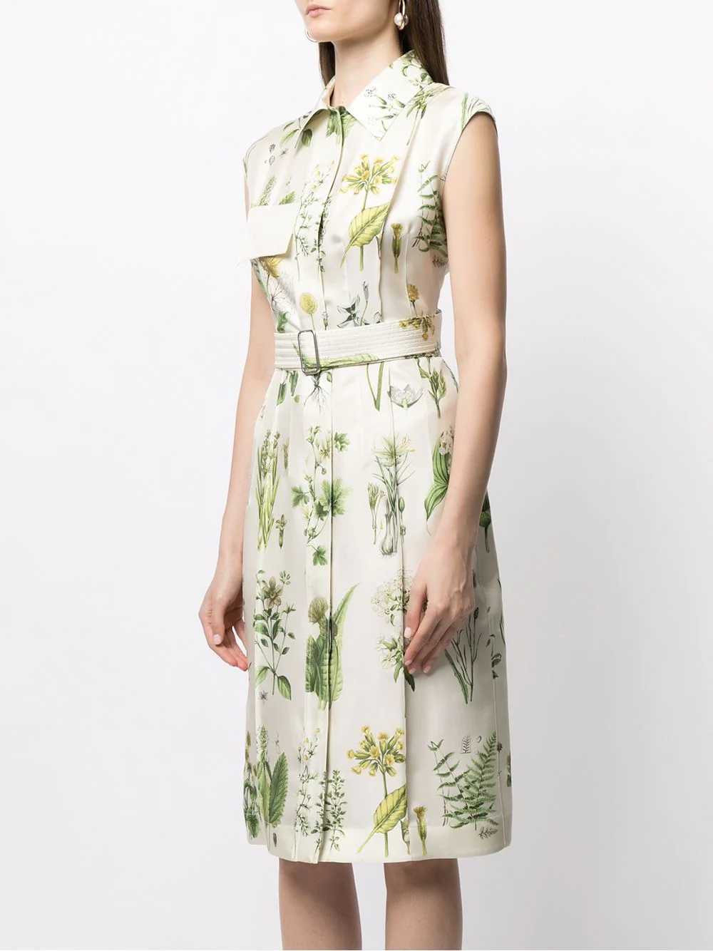 botanical-print sleeveless shirtdress - 3