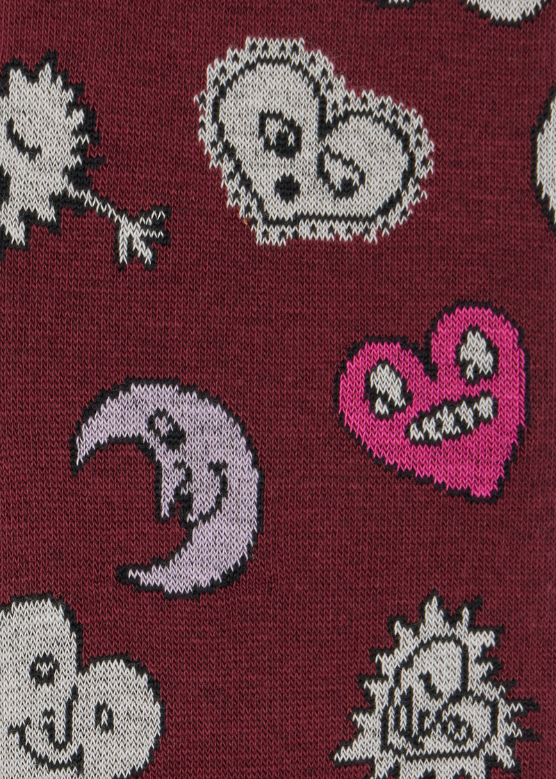 Burgundy 'Hearts and Stars' Cotton-Blend Socks 3