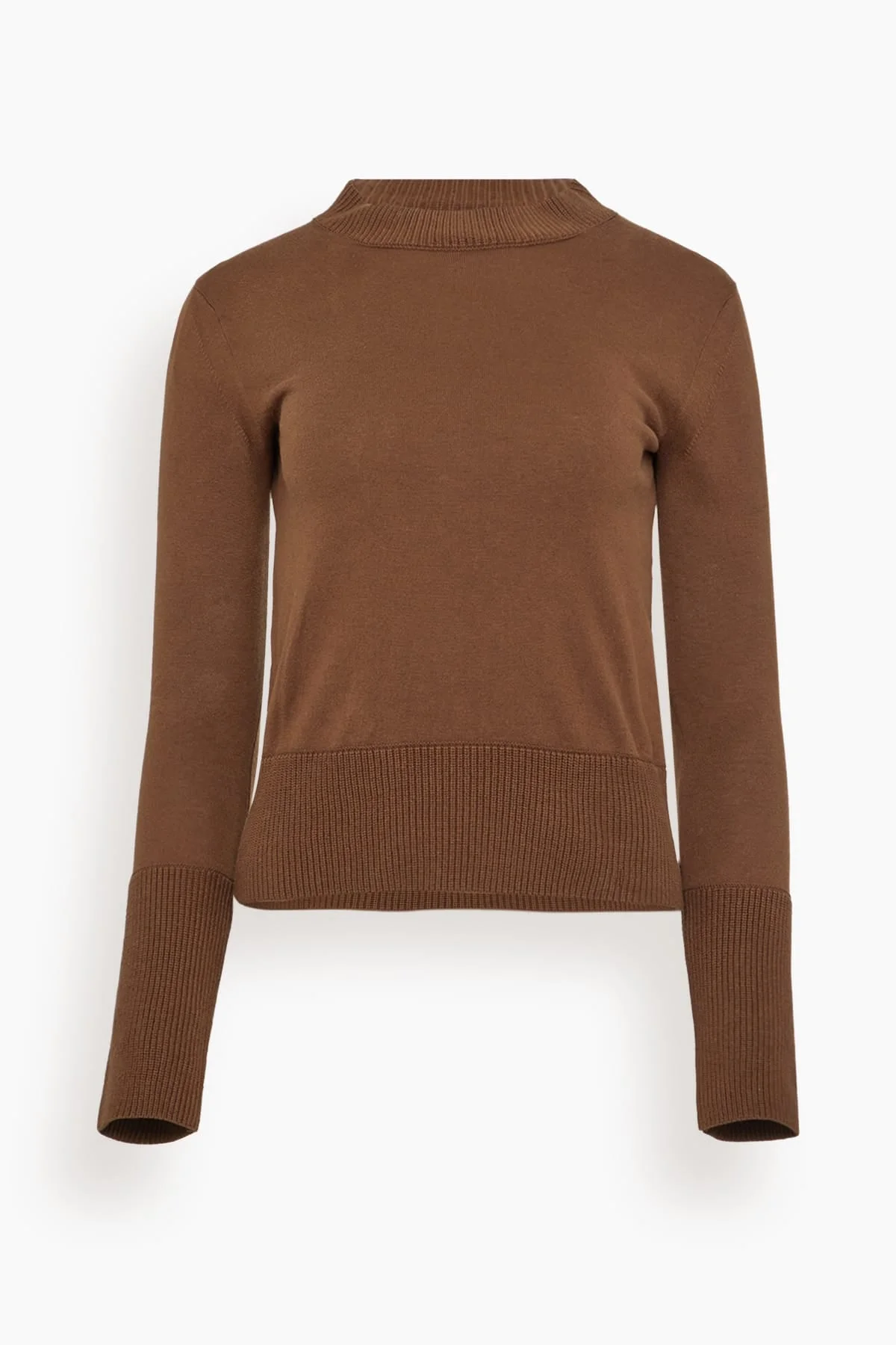 Cotton Cashmere Knit Pullover in Brown - 1