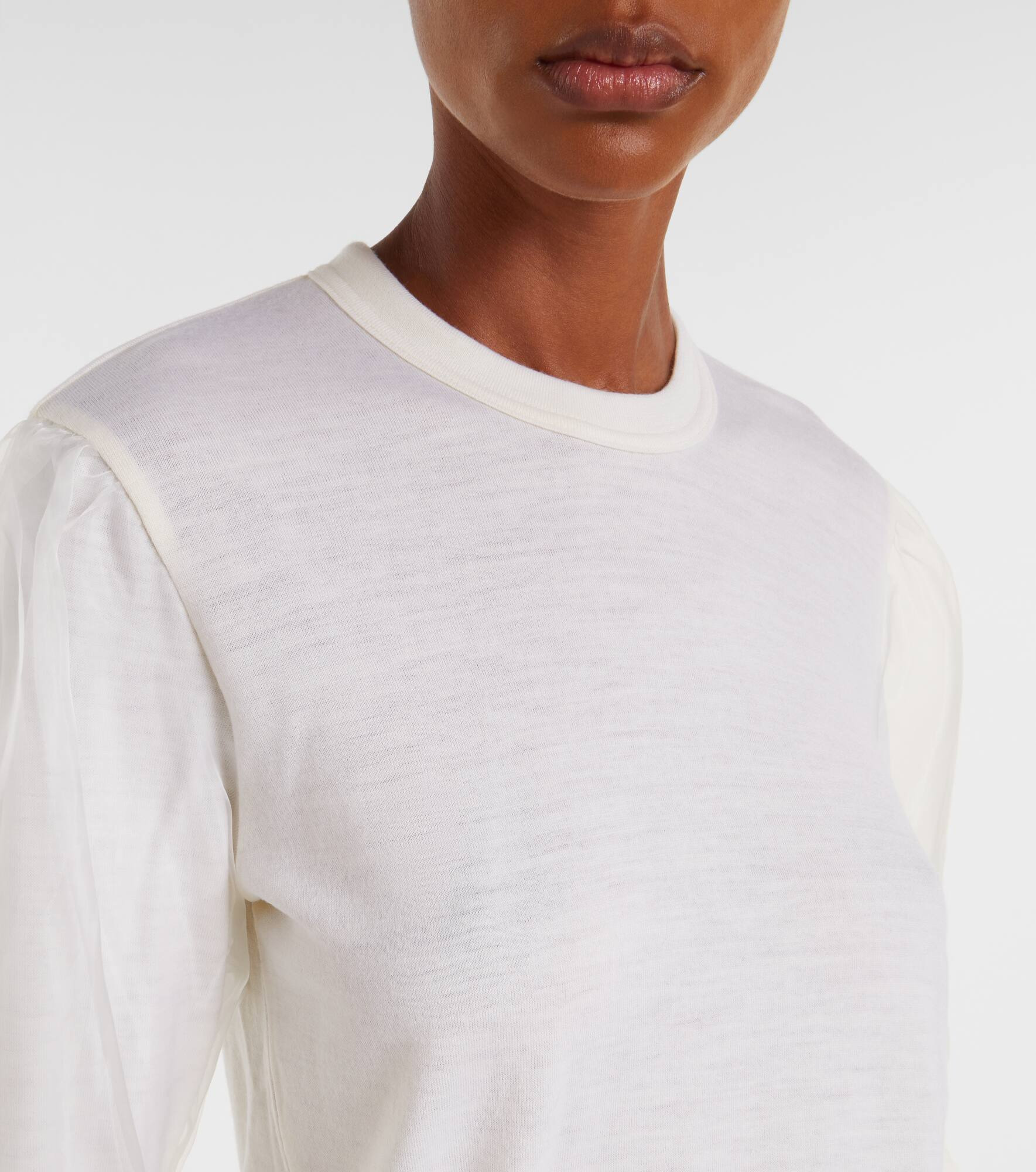 Tulle-trimmed wool sweater - 4