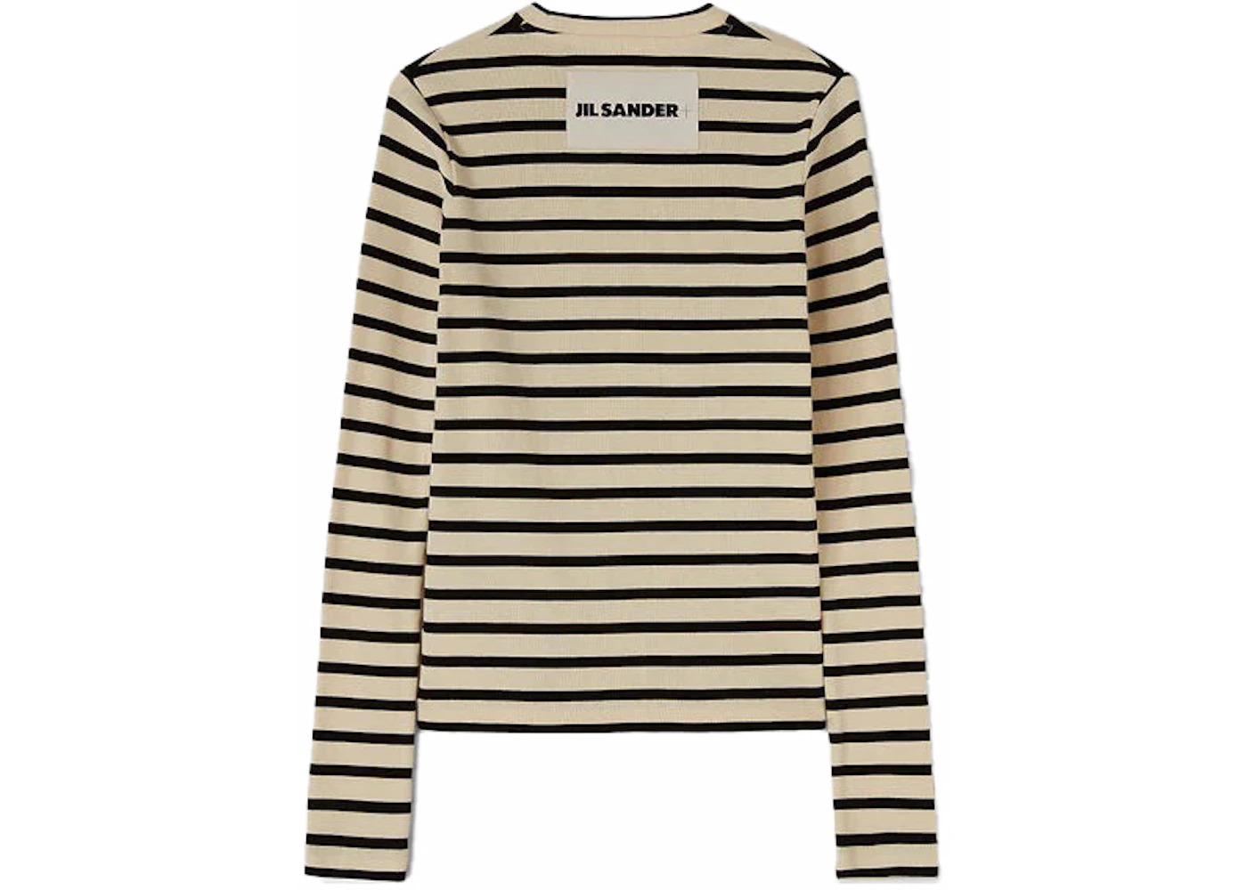 Jil Sander Women's Stripe Cotton Long-Sleeved Top Beige/Black - 2