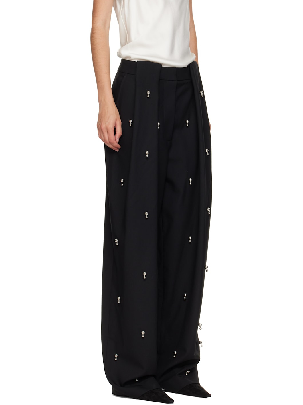 Black Sphere Embroidered Balloon Trousers - 2