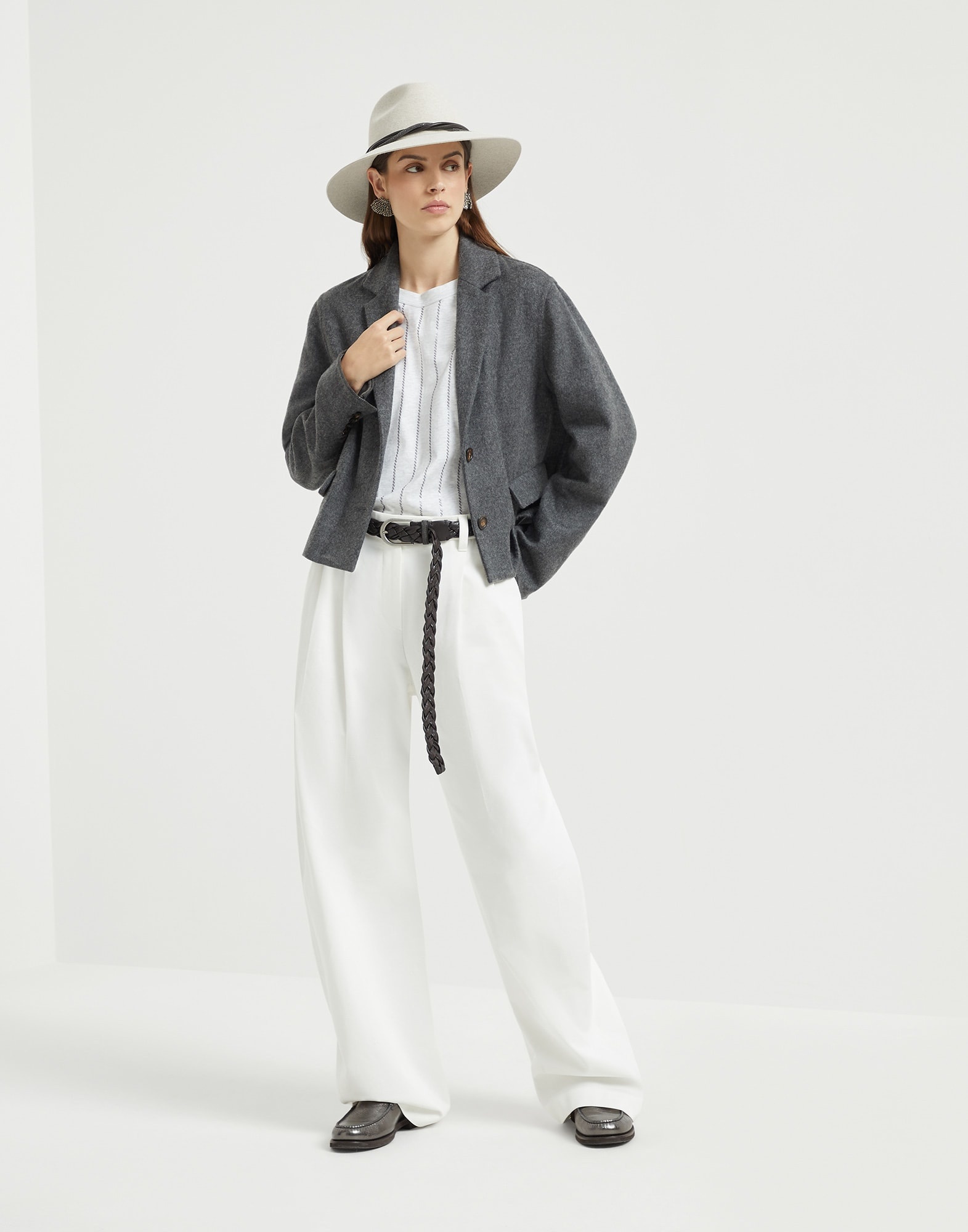 Cotton jersey T-shirt with dazzling chalk stripe embroidery - 5