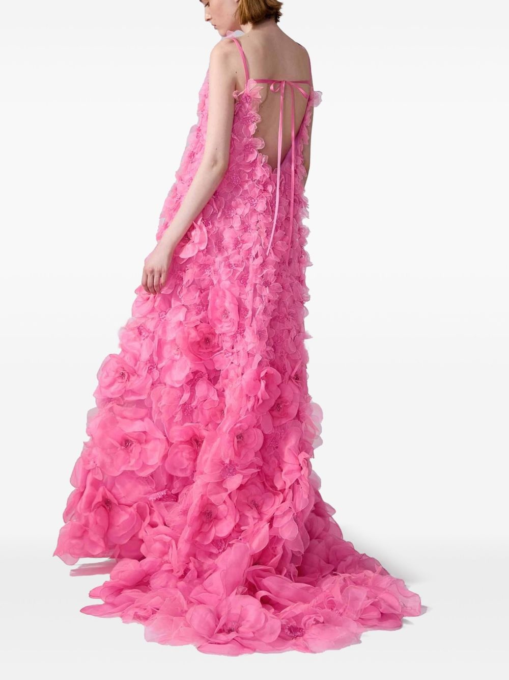 floral-appliqué gown - 3