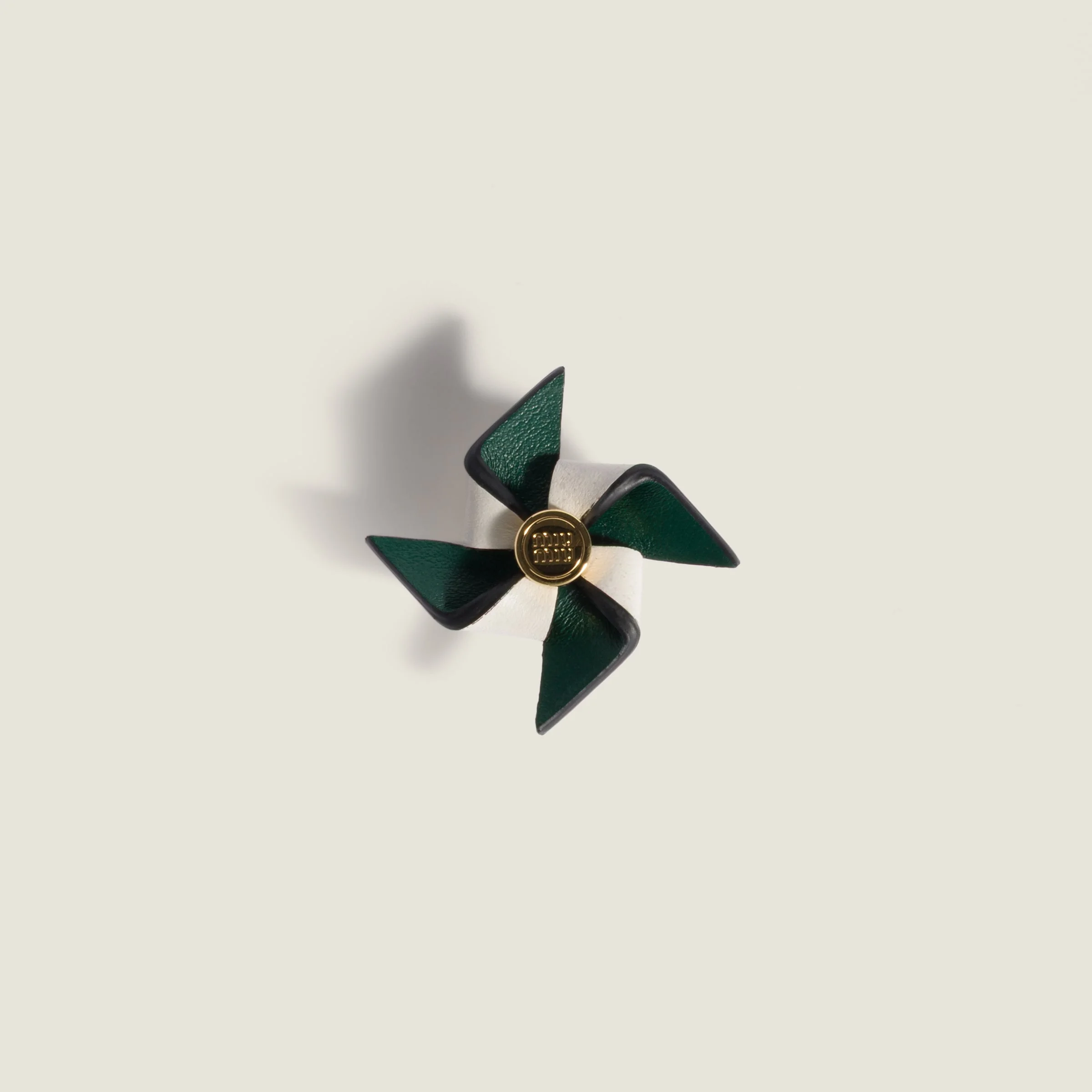 Leather pinwheel brooch - 1