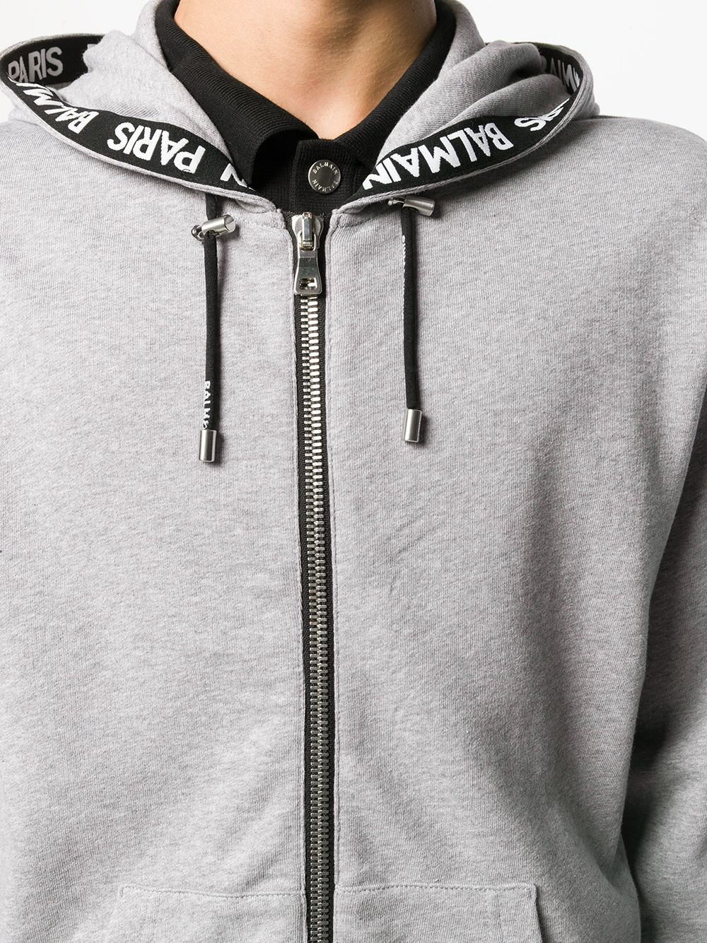 embossed logo zip hoodie - 5