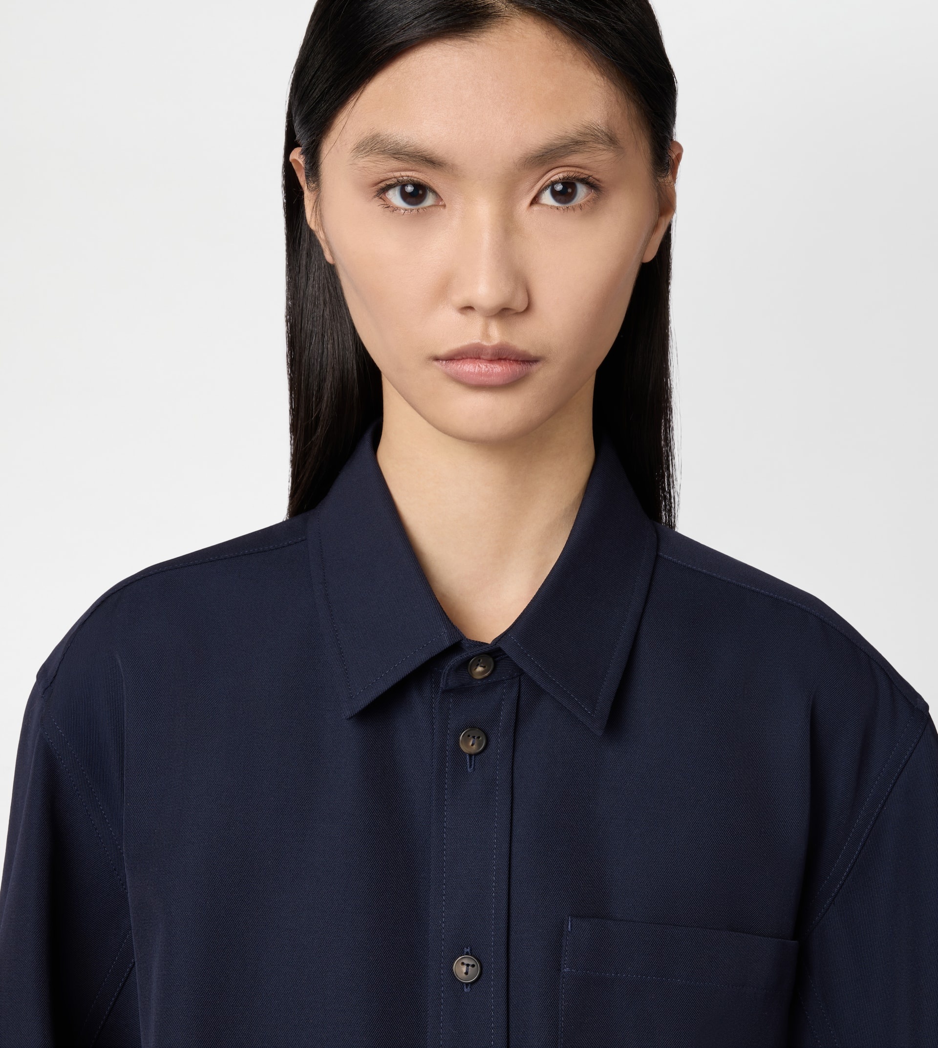 SHIRT IN WOOL AND COTTON - BLUE - 5