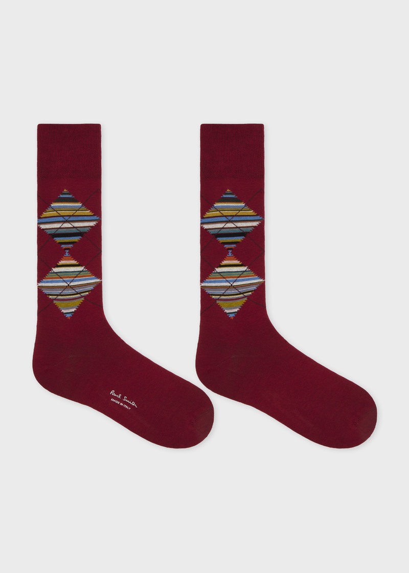 Paul Smith Dark Red 'Signature Stripe' Argyle Socks outlook