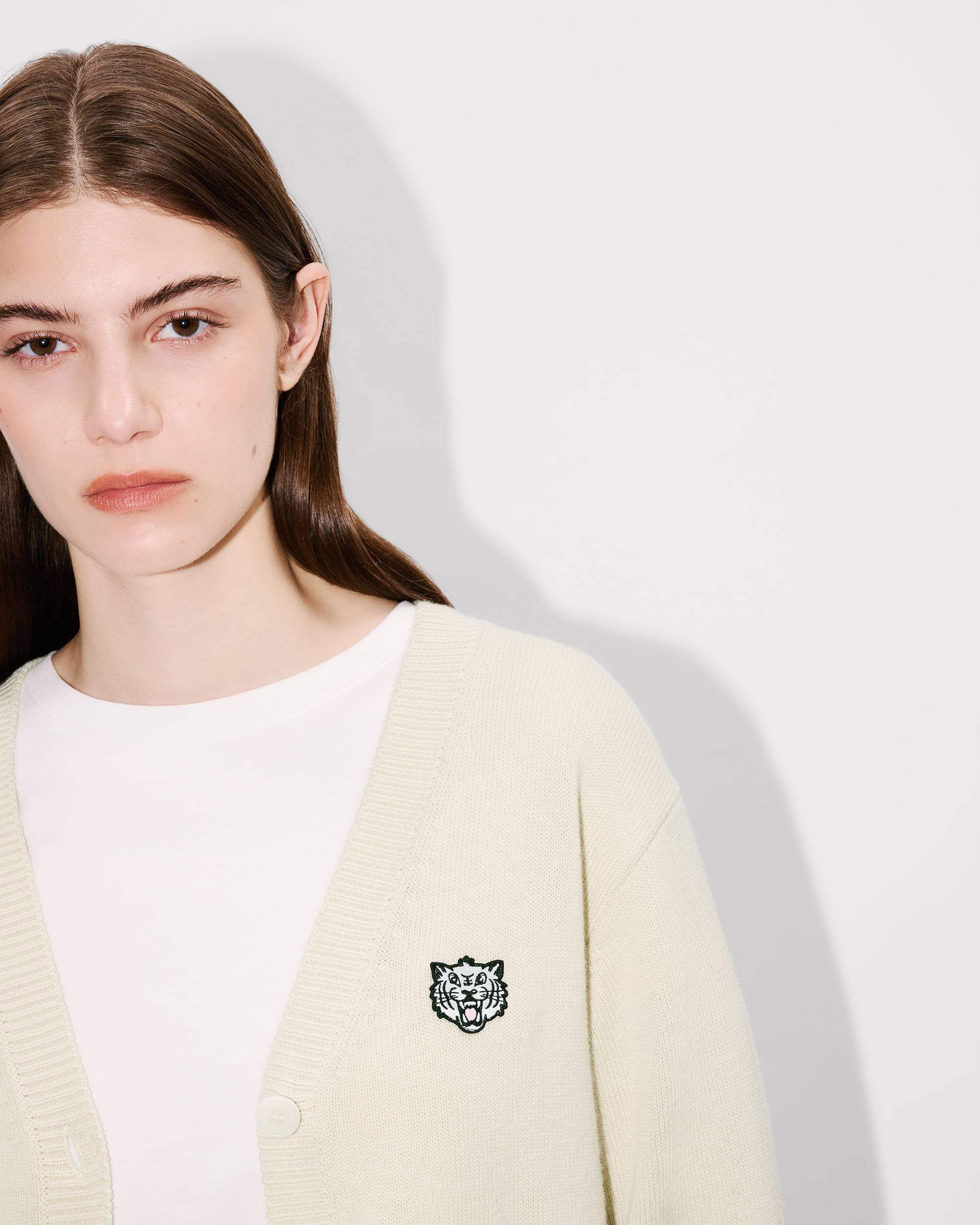 'KENZO Happy Tiger' embroidered cardigan in wool cotton - 6