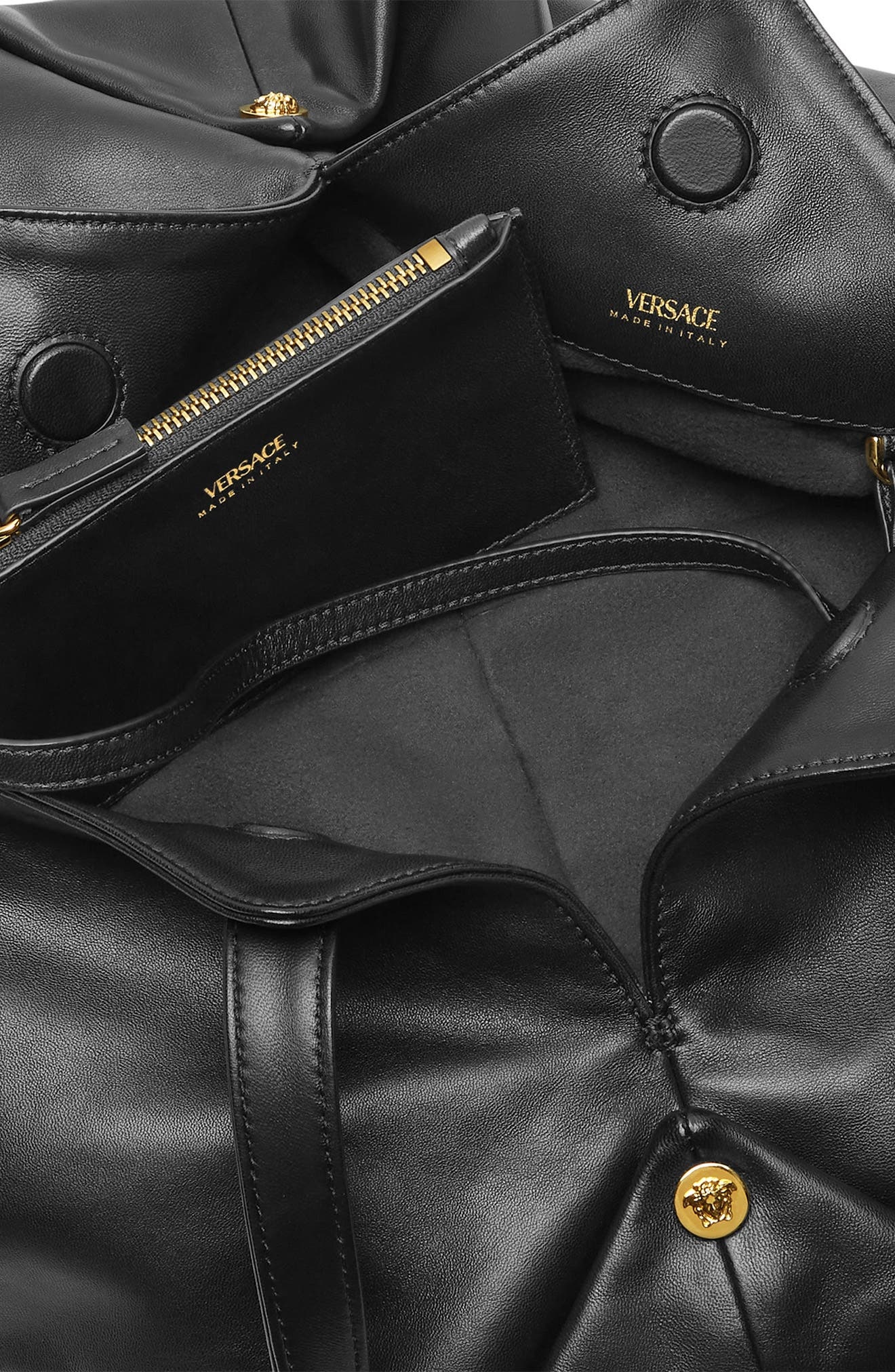 Versace Medusa 95 Leather Hobo Bag in Black Versace Gold at Nordstrom - 2