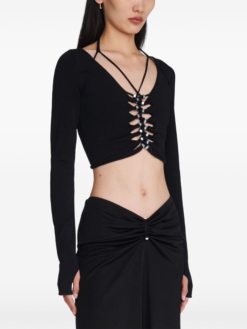 cut-out halterneck crop top - 3