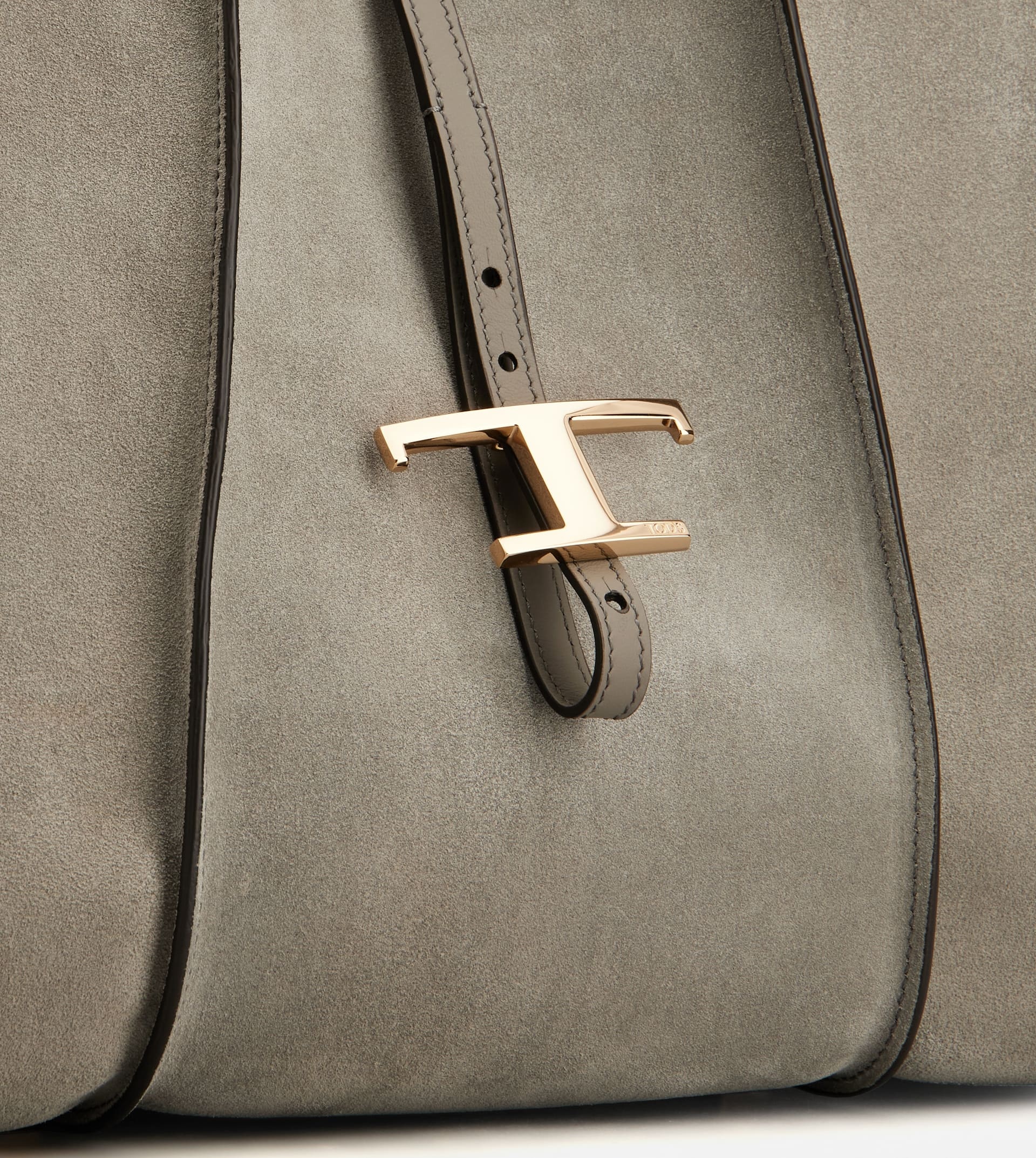 T TIMELESS SHOPPING BAG IN SUEDE MEDIUM - GREY - 5