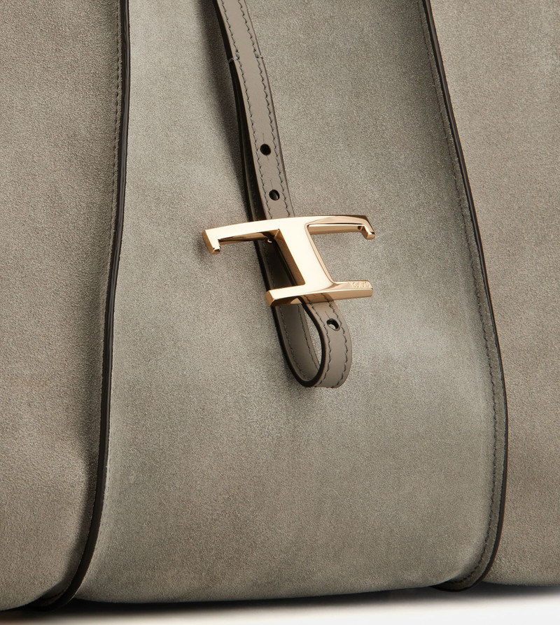 T TIMELESS SHOPPING BAG IN SUEDE MEDIUM - GREY 5