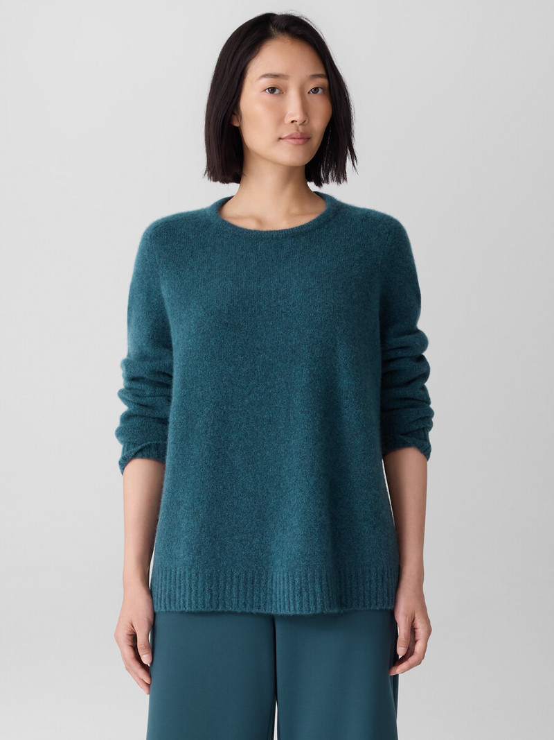 EILEEN FISHER Cashmere Silk Boucle Bliss Crew Neck Long Top outlook